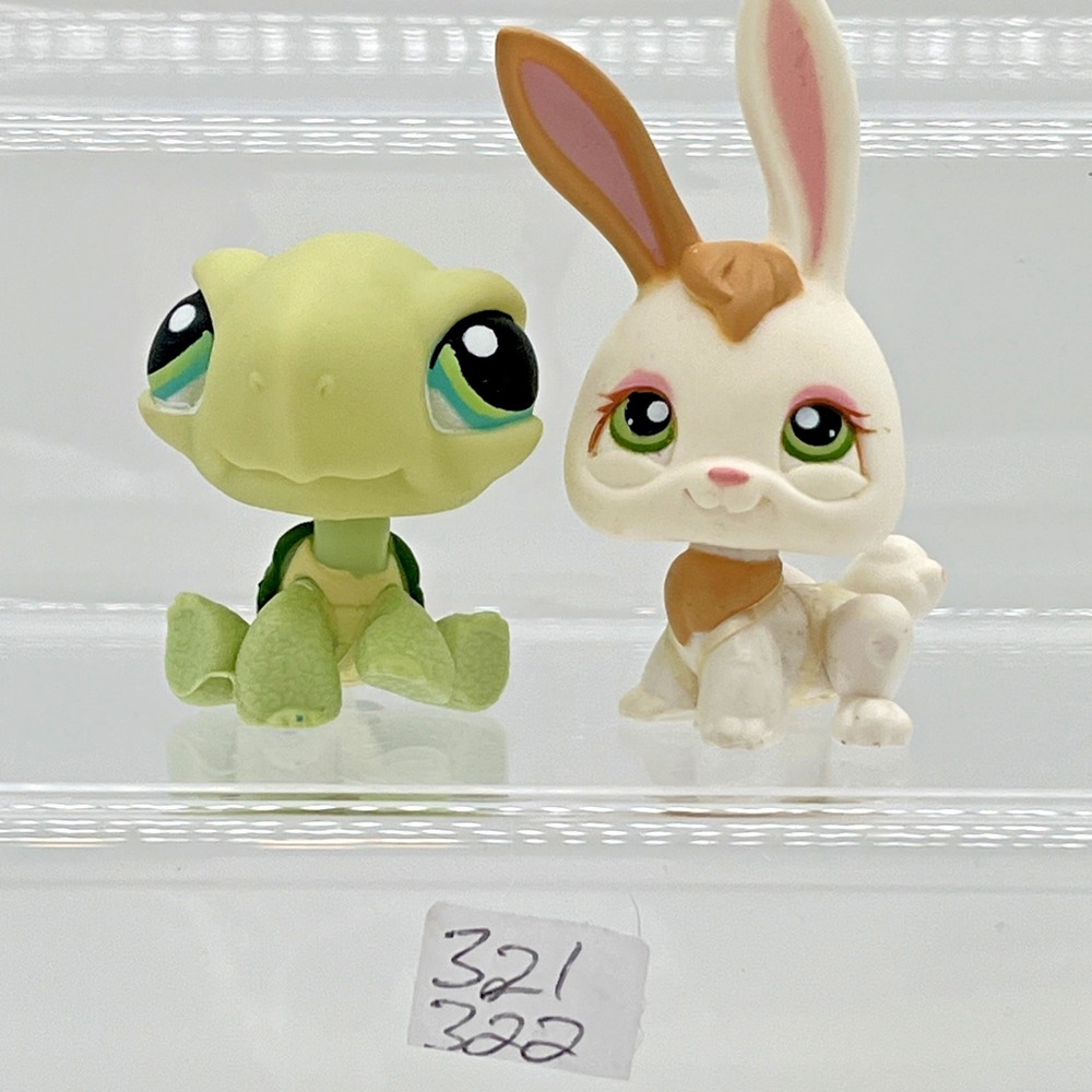 Littlest Pet Shop Pet Pairs Turtle #321 Bunny #322 LPS‎ Hasbro G2